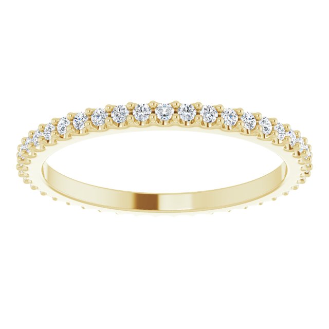 14K Gold Round Natural Diamond Shared-Prong Eternity Band – 1.3 mm Stones (1/3–3/8 CTW) - Yellow Gold - view 3