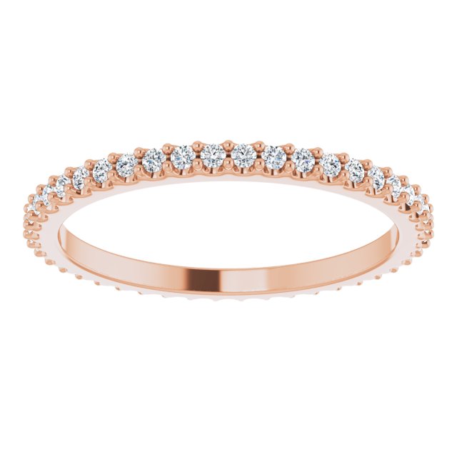 14K Gold Round Natural Diamond Shared-Prong Eternity Band – 1.3 mm Stones (1/3–3/8 CTW) - Rose Gold - view 3