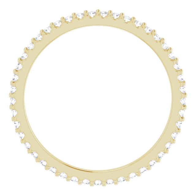 14K Gold Round Natural Diamond Shared-Prong Eternity Band – 1.3 mm Stones (1/3–3/8 CTW) - Yellow Gold - view 2