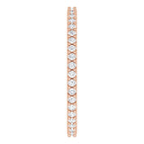 14K Gold Round Natural Diamond Shared-Prong Eternity Band – 1.3 mm Stones (1/3–3/8 CTW) - Rose Gold - view 4