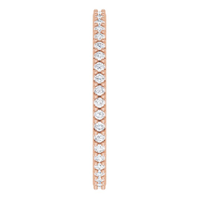 14K Gold Round Natural Diamond Shared-Prong Eternity Band – 1.3 mm Stones (1/3–3/8 CTW) - Rose Gold - view 4