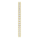 14K Gold Round Natural Diamond Shared-Prong Eternity Band – 1.3 mm Stones (1/3–3/8 CTW) - Yellow Gold - view 4