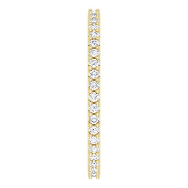 14K Gold Round Natural Diamond Shared-Prong Eternity Band – 1.3 mm Stones (1/3–3/8 CTW) - Yellow Gold - view 4