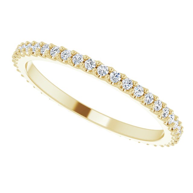 14K Gold Round Natural Diamond Shared-Prong Eternity Band – 1.3 mm Stones (1/3–3/8 CTW) - Yellow Gold - view 5