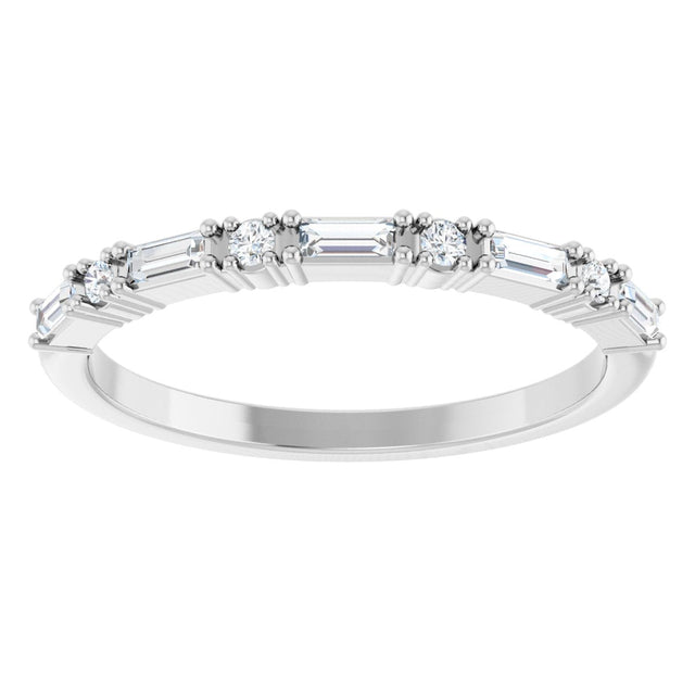 Platinum Straight Baguette Lab-Grown Diamond Multi-Shape Anniversary Band – 3x1.25 mm Stones - view 3