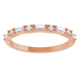 14K Gold Straight Baguette Lab-Grown Diamond Multi-Shape Anniversary Band – 3x1.25 mm Stones - Rose Gold - view 3
