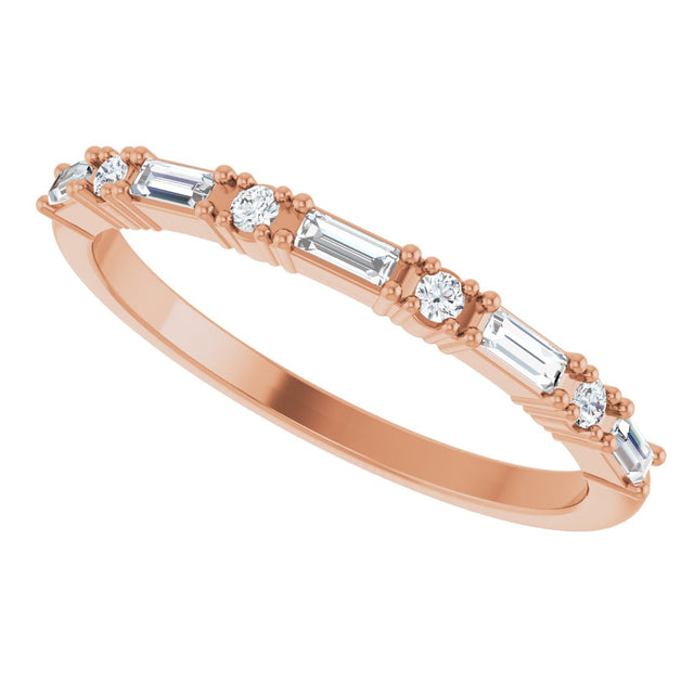 14K Gold Straight Baguette Natural Diamond Multi-Shape Anniversary Band – 1/5–5/8 CTW - Rose Gold - view 5