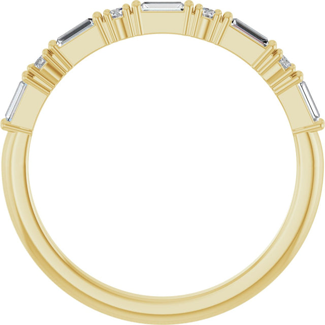 14K Gold Straight Baguette Lab-Grown Diamond Multi-Shape Anniversary Band – 3x1.25 mm Stones - Yellow Gold - view 2