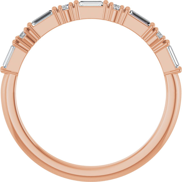 14K Gold Straight Baguette Natural Diamond Multi-Shape Anniversary Band – 1/5–5/8 CTW - Rose Gold - view 2