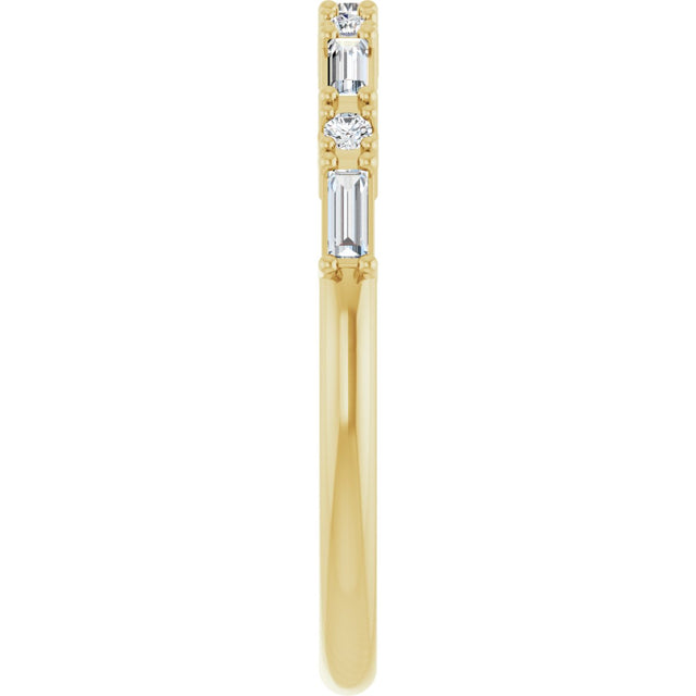 14K Gold Straight Baguette Lab-Grown Diamond Multi-Shape Anniversary Band – 3x1.25 mm Stones - Yellow Gold - view 4