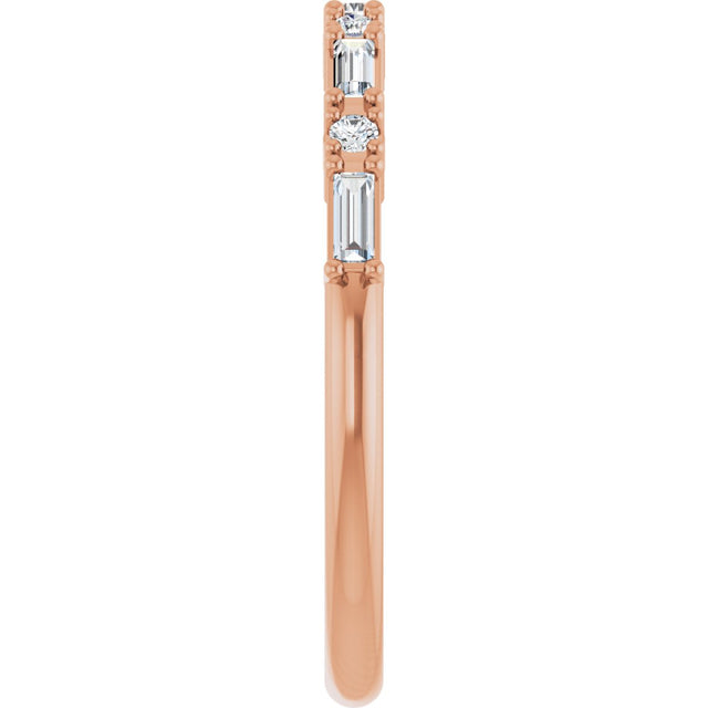 14K Gold Straight Baguette Natural Diamond Multi-Shape Anniversary Band – 1/5–5/8 CTW - Rose Gold - view 4