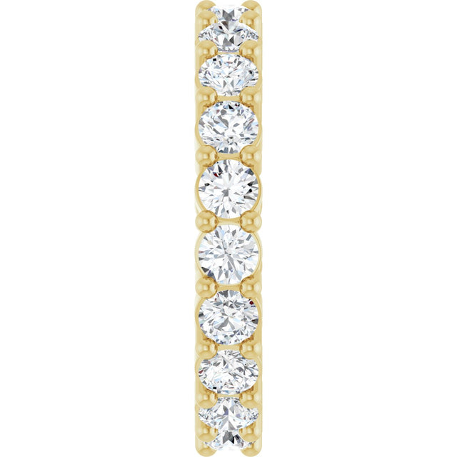 14K Gold Round Natural Diamond Reversible Eternity Band – 3 mm Stones - Yellow Gold - view 4