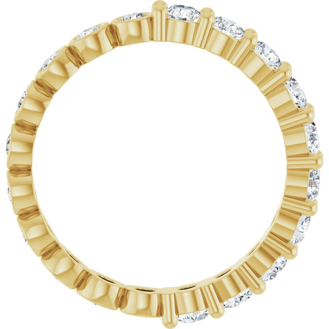 14K Gold Round Natural Diamond Reversible Eternity Band – 3 mm Stones - Yellow Gold - view 2