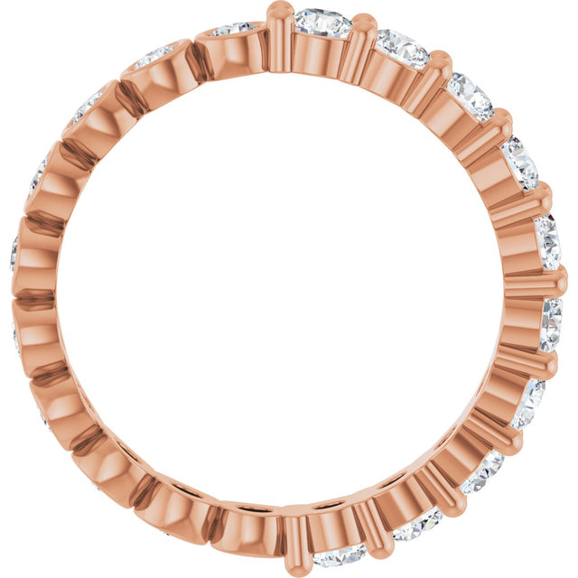 14K Gold Round Natural Diamond Reversible Eternity Band – 3 mm Stones - Rose Gold - view 2