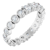 14K Gold Round Natural Diamond Reversible Eternity Band – 3 mm Stones - White Gold