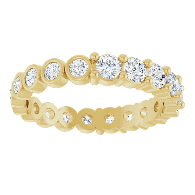 14K Gold Round Natural Diamond Reversible Eternity Band – 3 mm Stones - Yellow Gold - view 3