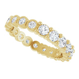 14K Gold Round Natural Diamond Reversible Eternity Band – 3 mm Stones - Yellow Gold - view 5