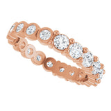 14K Gold Round Natural Diamond Reversible Eternity Band – 3 mm Stones - Rose Gold - view 5
