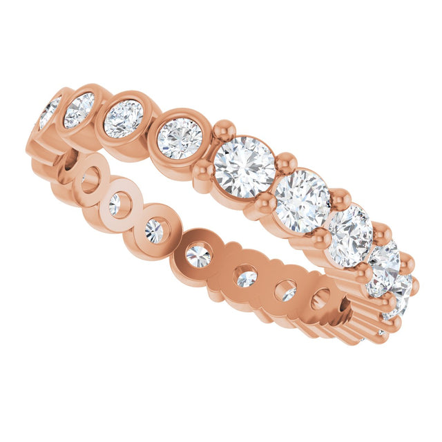 14K Gold Round Natural Diamond Reversible Eternity Band – 3 mm Stones - Rose Gold - view 5
