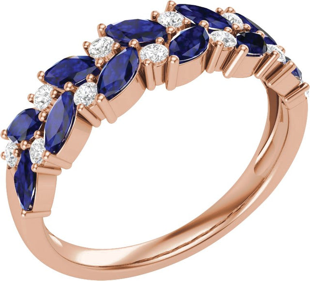 14K Gold Round Natural Diamond Anniversary Band – 1/5 CTW (Style 688964) - Rose Gold