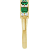 14K Gold Square Natural Emerald Anniversary Band – 1/5 CTW - Yellow Gold - view 4