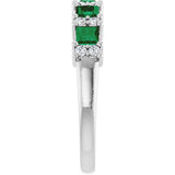 14K Gold Square Natural Emerald Anniversary Band – 1/5 CTW - White Gold - view 4