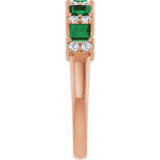 14K Gold Square Natural Emerald Anniversary Band – 1/5 CTW - Rose Gold - view 4