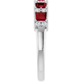 14K Gold Square Natural Ruby Anniversary Band – 1/5 CTW - White Gold - view 4