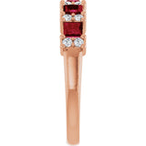 14K Gold Square Natural Ruby Anniversary Band – 1/5 CTW - Rose Gold - view 4