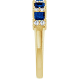 14K Gold Square Natural Blue Sapphire Anniversary Band – 1/5 CTW - Yellow Gold - view 4