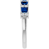 14K Gold Square Natural Blue Sapphire Anniversary Band – 1/5 CTW - White Gold - view 4