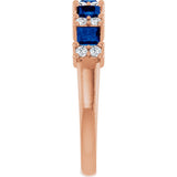 14K Gold Square Natural Blue Sapphire Anniversary Band – 1/5 CTW - Rose Gold - view 4
