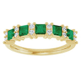 14K Gold Square Natural Emerald Anniversary Band – 1/5 CTW - Yellow Gold - view 3