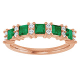 14K Gold Square Natural Emerald Anniversary Band – 1/5 CTW - Rose Gold - view 3