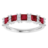 14K Gold Square Natural Ruby Anniversary Band – 1/5 CTW - White Gold - view 3