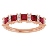 14K Gold Square Natural Ruby Anniversary Band – 1/5 CTW - Rose Gold - view 3
