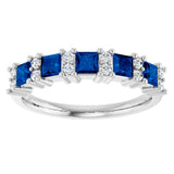 14K Gold Square Natural Blue Sapphire Anniversary Band – 1/5 CTW - White Gold - view 3