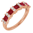 14K Gold Square Natural Ruby Anniversary Band – 1/5 CTW - Rose Gold