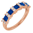 14K Gold Square Natural Blue Sapphire Anniversary Band – 1/5 CTW - Rose Gold