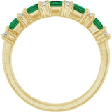 14K Gold Square Natural Emerald Anniversary Band – 1/5 CTW - Yellow Gold - view 2