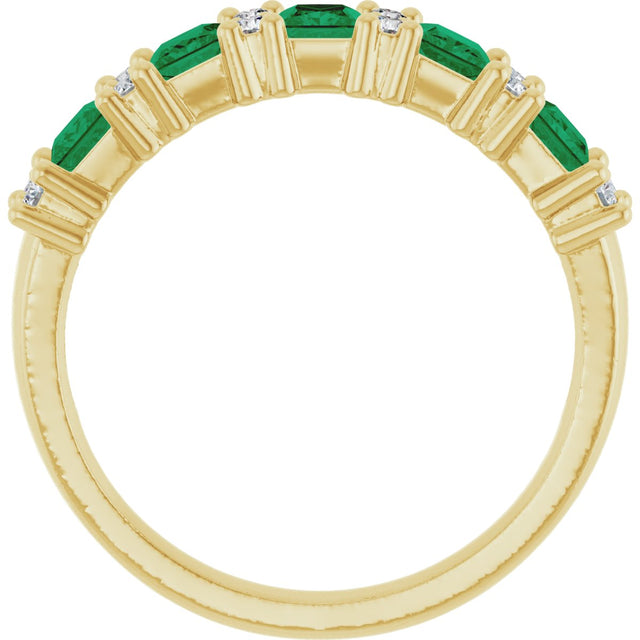 14K Gold Square Natural Emerald Anniversary Band – 1/5 CTW - Yellow Gold - view 2