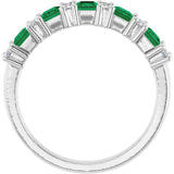 14K Gold Square Natural Emerald Anniversary Band – 1/5 CTW - White Gold - view 2