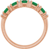 14K Gold Square Natural Emerald Anniversary Band – 1/5 CTW - Rose Gold - view 2