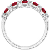 14K Gold Square Natural Ruby Anniversary Band – 1/5 CTW - White Gold - view 2