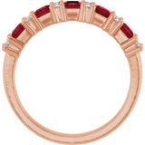 14K Gold Square Natural Ruby Anniversary Band – 1/5 CTW - Rose Gold - view 2