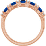 14K Gold Square Natural Blue Sapphire Anniversary Band – 1/5 CTW - Rose Gold - view 2
