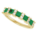 14K Gold Square Natural Emerald Anniversary Band – 1/5 CTW - Yellow Gold - view 5