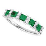 14K Gold Square Natural Emerald Anniversary Band – 1/5 CTW - White Gold - view 5