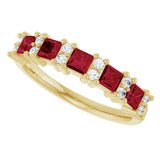 14K Gold Square Natural Ruby Anniversary Band – 1/5 CTW - Yellow Gold - view 5