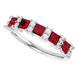 14K Gold Square Natural Ruby Anniversary Band – 1/5 CTW - White Gold - view 5